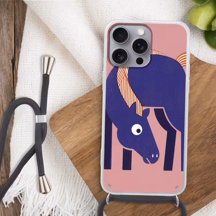 Handyhülle mit Band - Pferd – Abstrakt – Tiere – Modern – Blau — 3