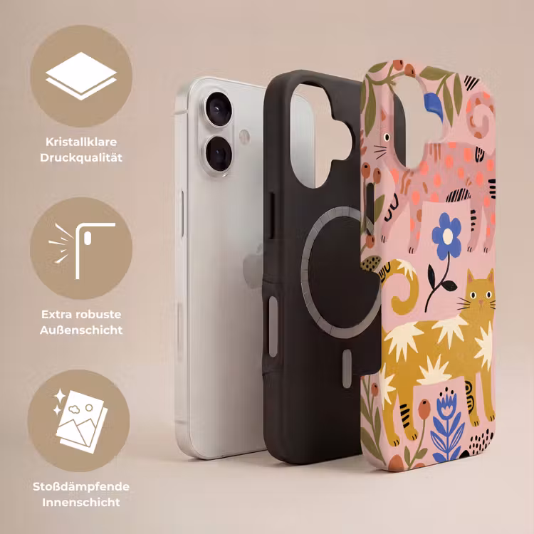 Handyhülle Toughcase - Katze – Blumen – Tiere – Modern – Rosa — 3