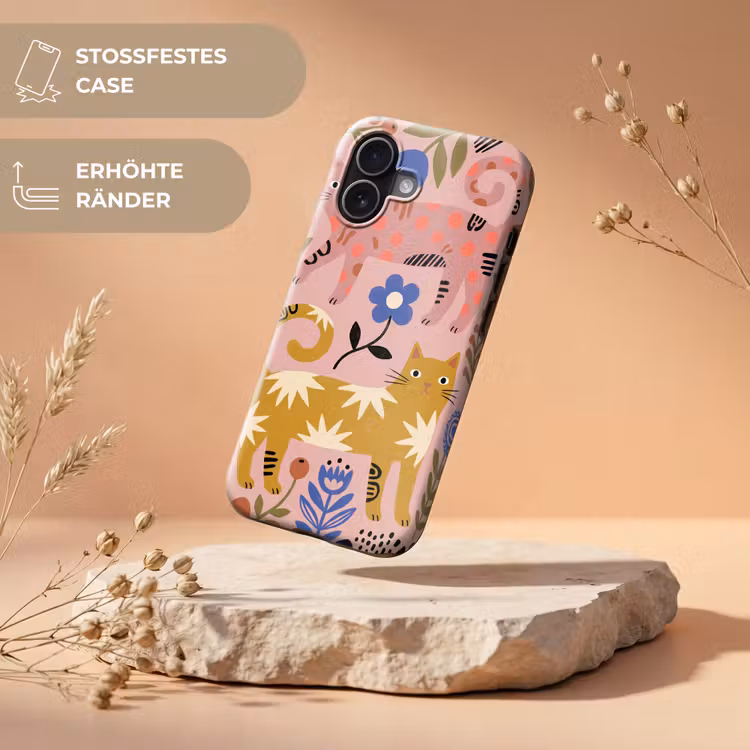 Handyhülle Toughcase - Katze – Blumen – Tiere – Modern – Rosa — 5