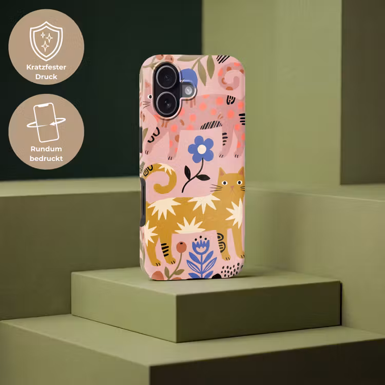 Handyhülle Toughcase - Katze – Blumen – Tiere – Modern – Rosa — 7