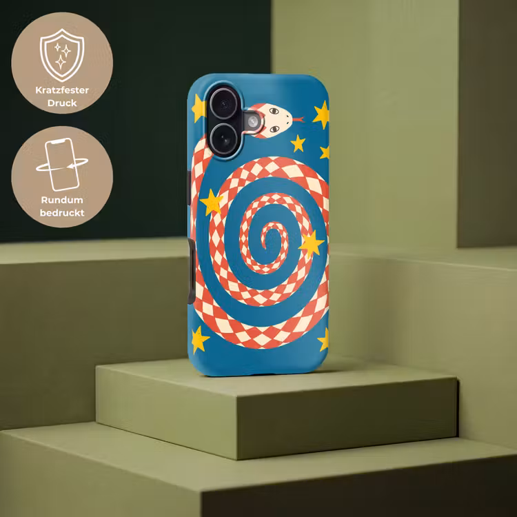 Handyhülle Toughcase - Schlange – Spirale – Tiere – Illustration – Rot — 7