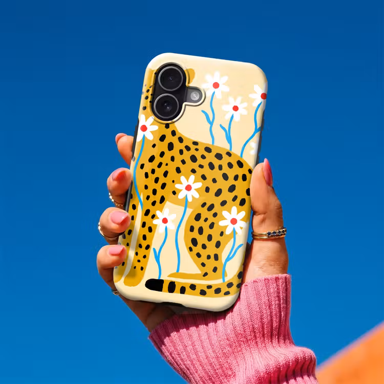 Handyhülle Toughcase - Tiere – Gepard – Blumen – Modern – Gelb — 2