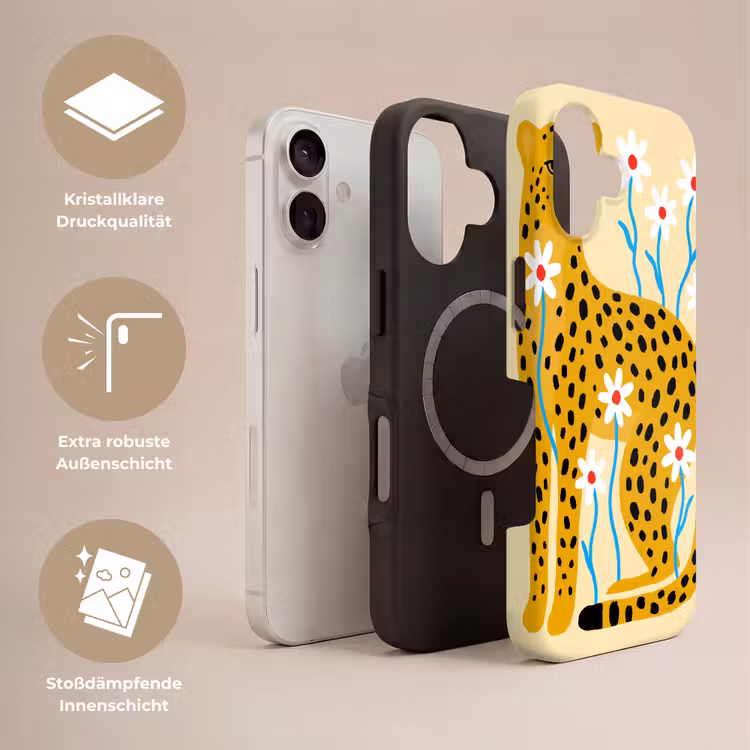 Handyhülle Toughcase - Tiere – Gepard – Blumen – Modern – Gelb — 3