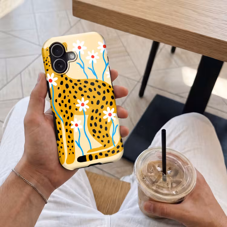 Handyhülle Toughcase - Tiere – Gepard – Blumen – Modern – Gelb — 4