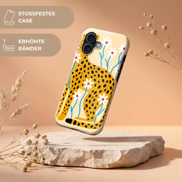 Handyhülle Toughcase - Tiere – Gepard – Blumen – Modern – Gelb — 5