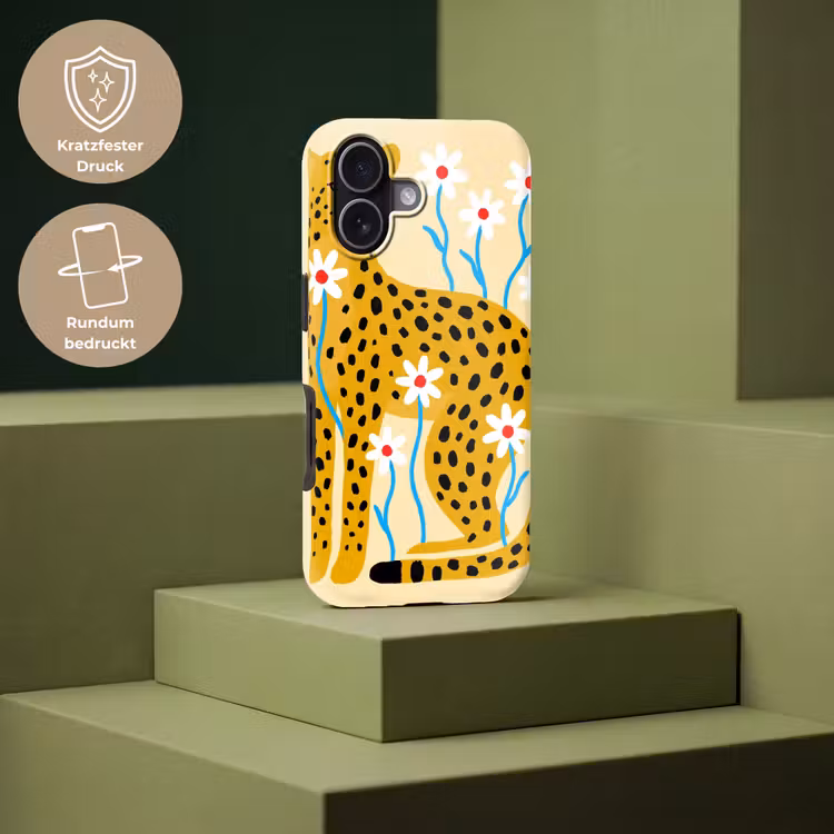 Handyhülle Toughcase - Tiere – Gepard – Blumen – Modern – Gelb — 7