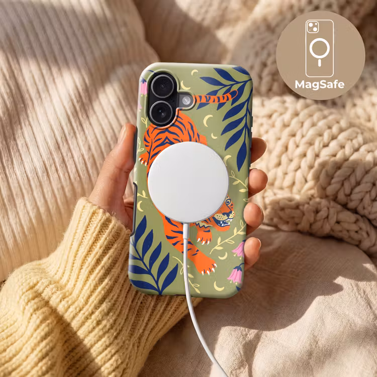 Handyhülle Toughcase - Tiger – Blätter – Tiere – Illustration – Orange — 8