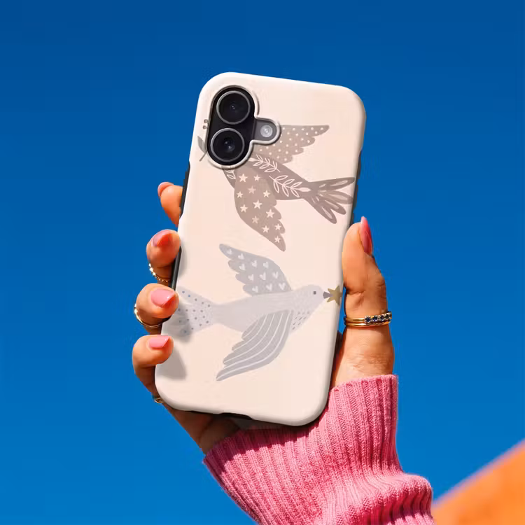 Handyhülle Toughcase - Vogel – Beeren – Natur – Modern – Beige — 2