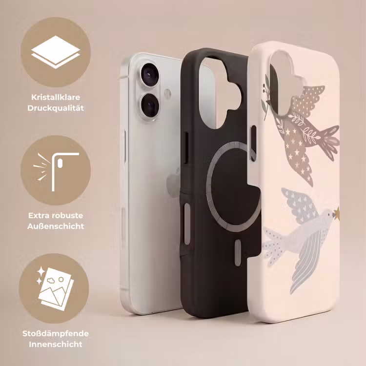 Handyhülle Toughcase - Vogel – Beeren – Natur – Modern – Beige — 3
