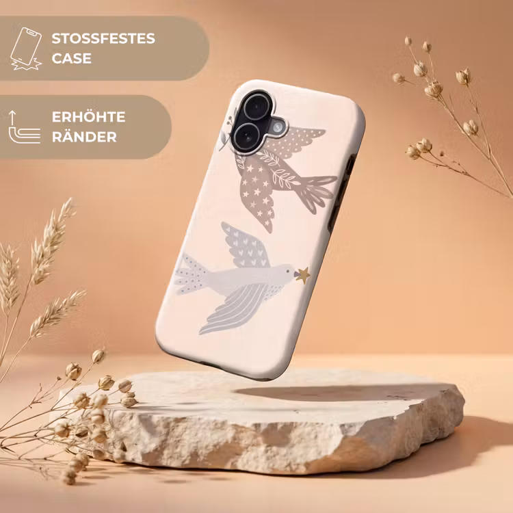 Handyhülle Toughcase - Vogel – Beeren – Natur – Modern – Beige — 5