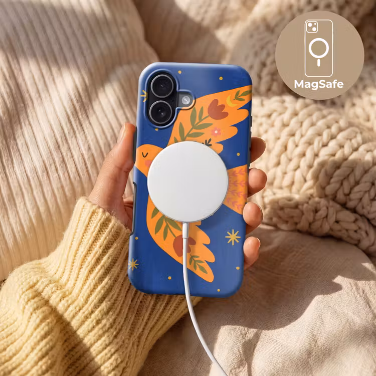 Handyhülle Toughcase - Vogel – Blumen – Dekorativ – Orange – Blau — 8