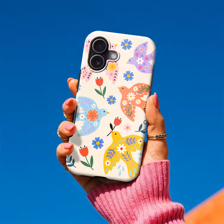 Handyhülle Toughcase - Vögel – Blumen – Folk – Bunt – Tiere — 2