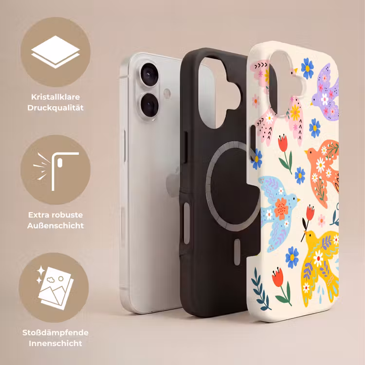 Handyhülle Toughcase - Vögel – Blumen – Folk – Bunt – Tiere — 3