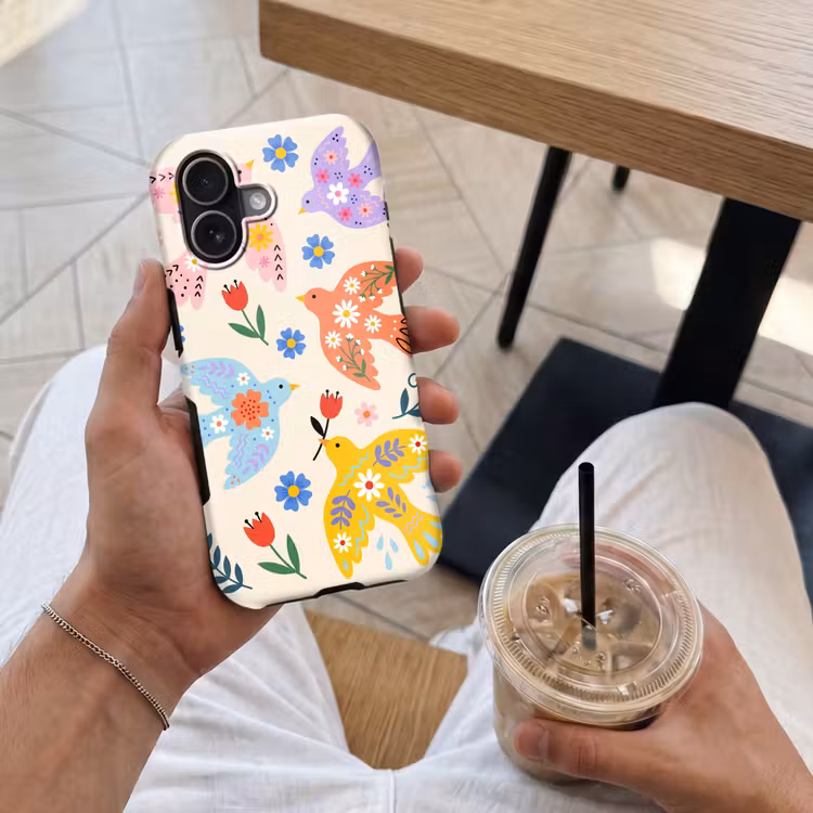 Handyhülle Toughcase - Vögel – Blumen – Folk – Bunt – Tiere — 4