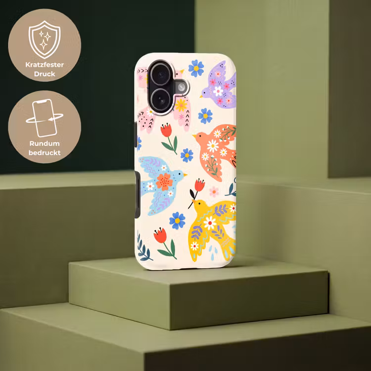 Handyhülle Toughcase - Vögel – Blumen – Folk – Bunt – Tiere — 7