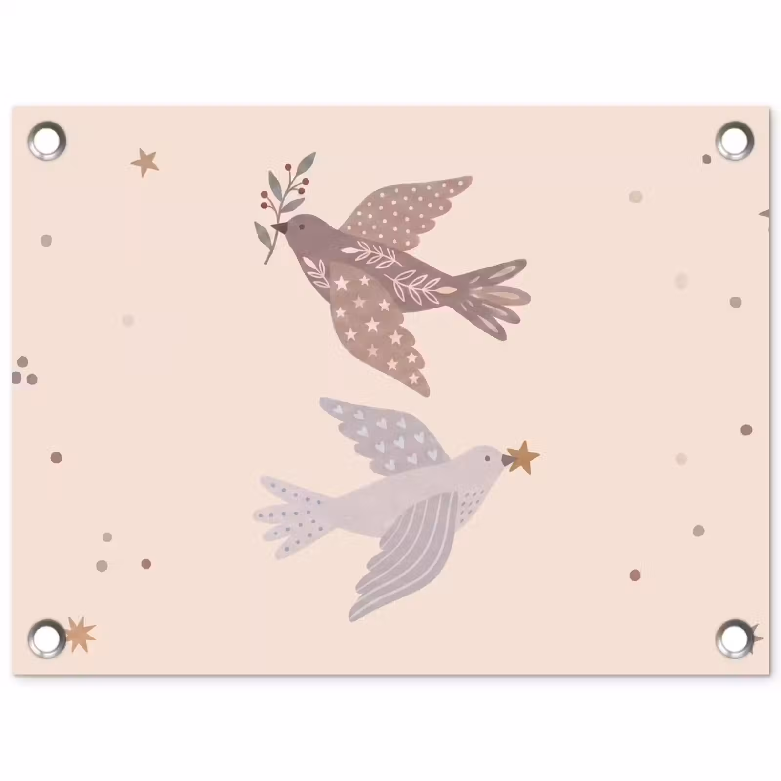 Gartenposter - Vogel – Beeren – Natur – Modern – Beige — 1