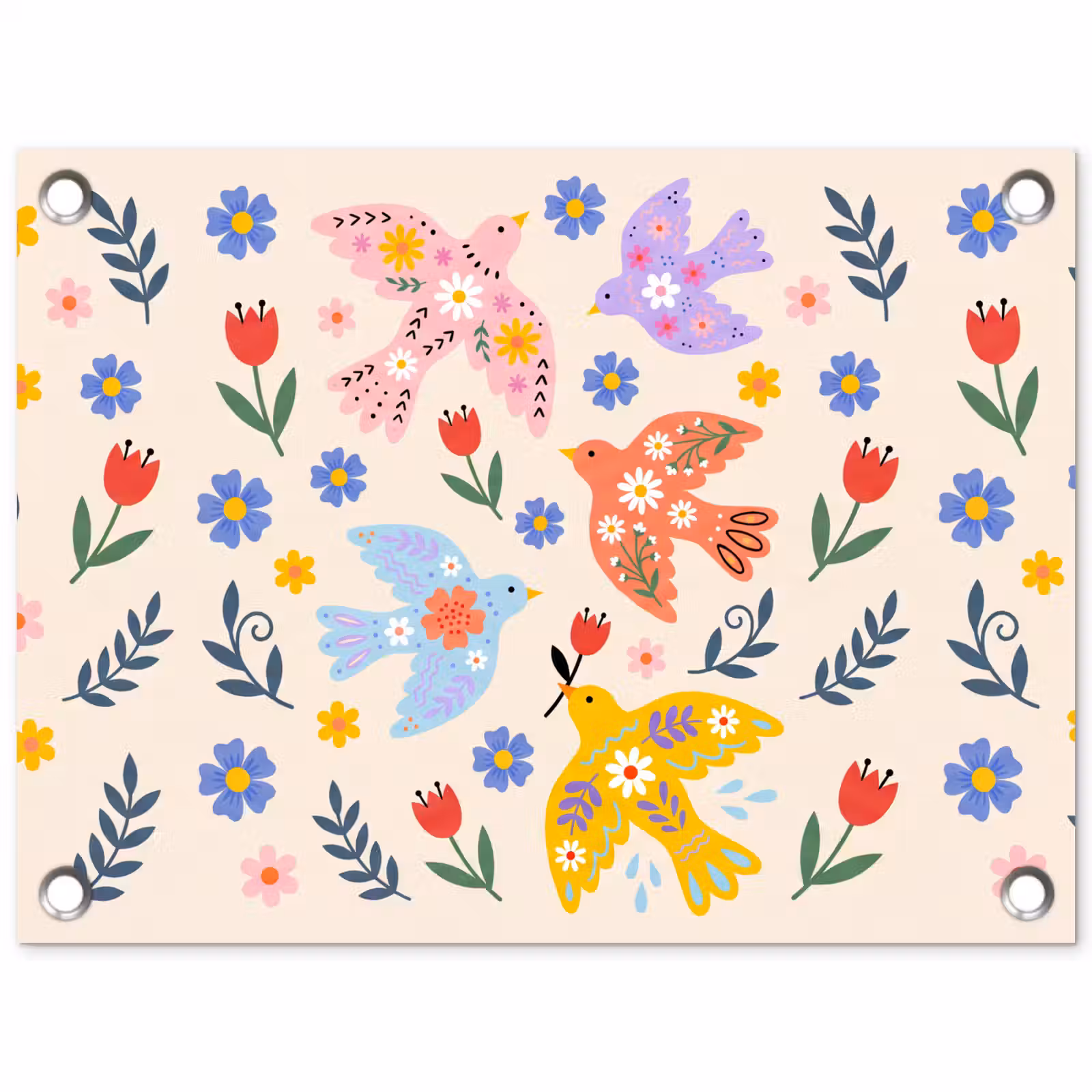 Gartenposter - Vögel – Blumen – Folk – Bunt – Tiere — 1