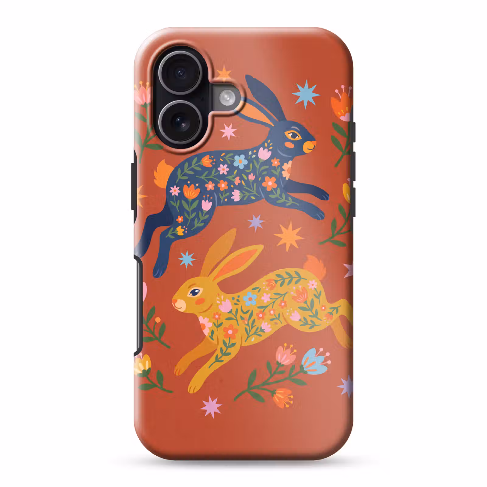 Handyhülle Toughcase - Kaninchen – Blumen – Volkskunst – Farbenfroh – Tiere — 1