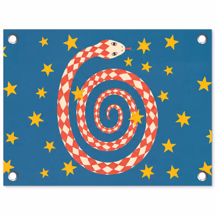 Gartenposter - Schlange – Spirale – Tiere – Illustration – Rot — 1