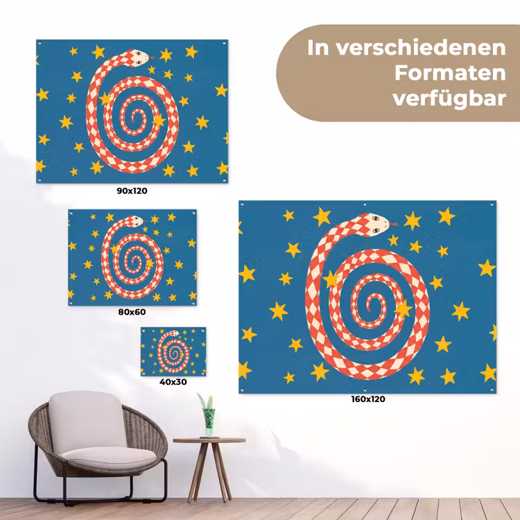 Gartenposter - Schlange – Spirale – Tiere – Illustration – Rot — 6