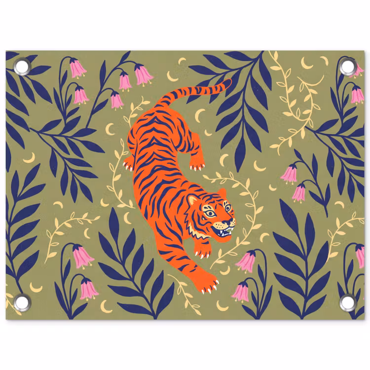 Gartenposter - Tiger – Blätter – Tiere – Illustration – Orange — 1