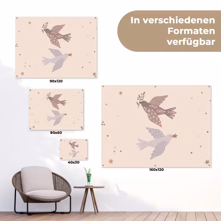 Gartenposter - Vogel – Beeren – Natur – Modern – Beige — 6