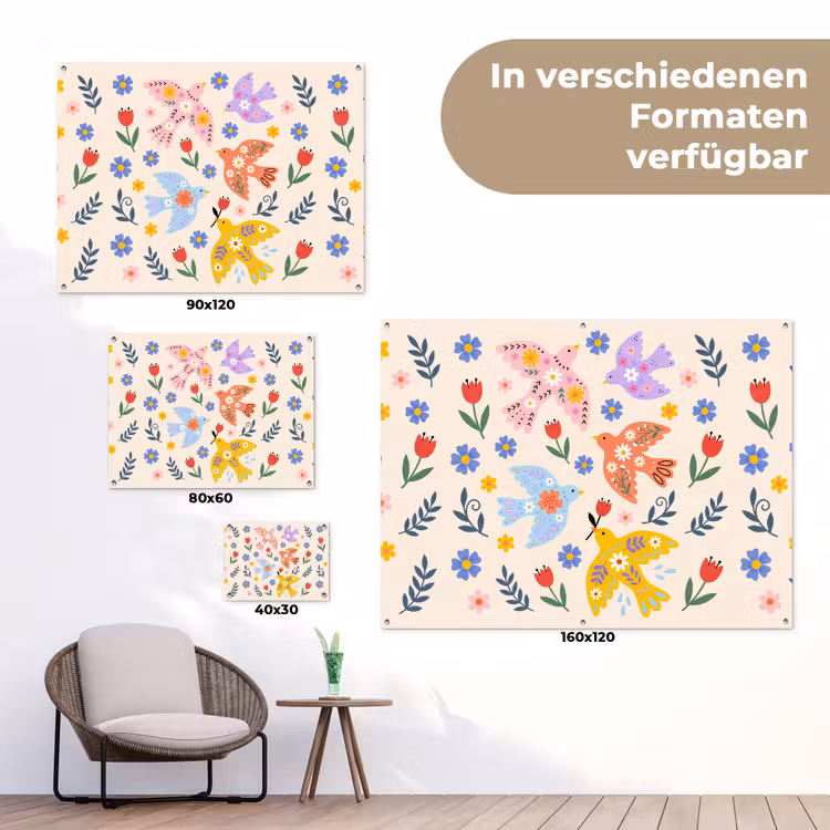 Gartenposter - Vögel – Blumen – Folk – Bunt – Tiere — 6