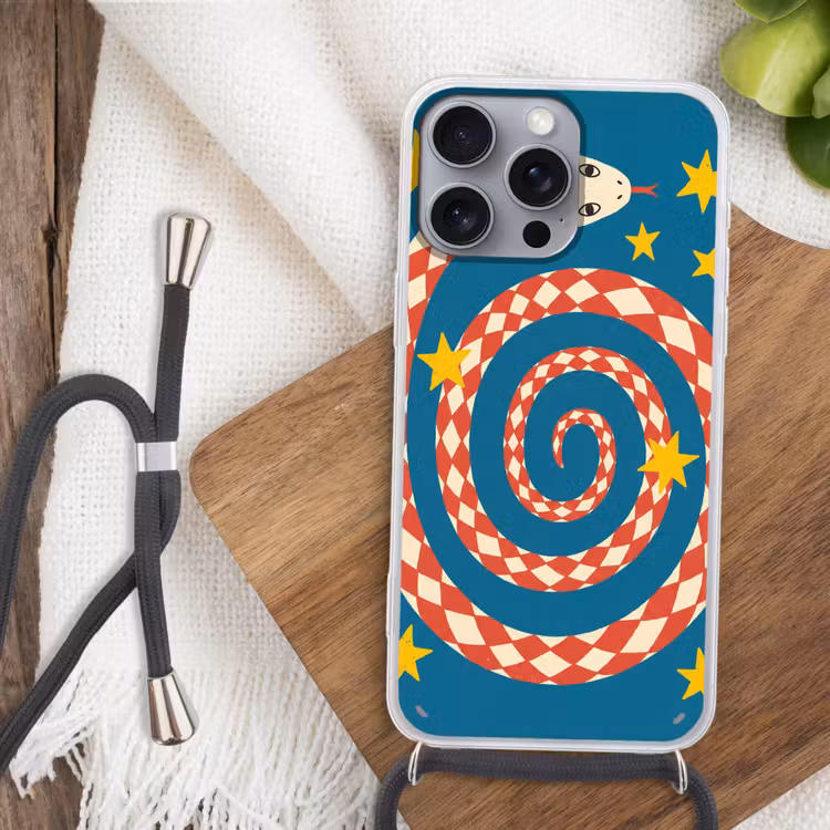 Handyhülle mit Band - Schlange – Spirale – Tiere – Illustration – Rot — 3