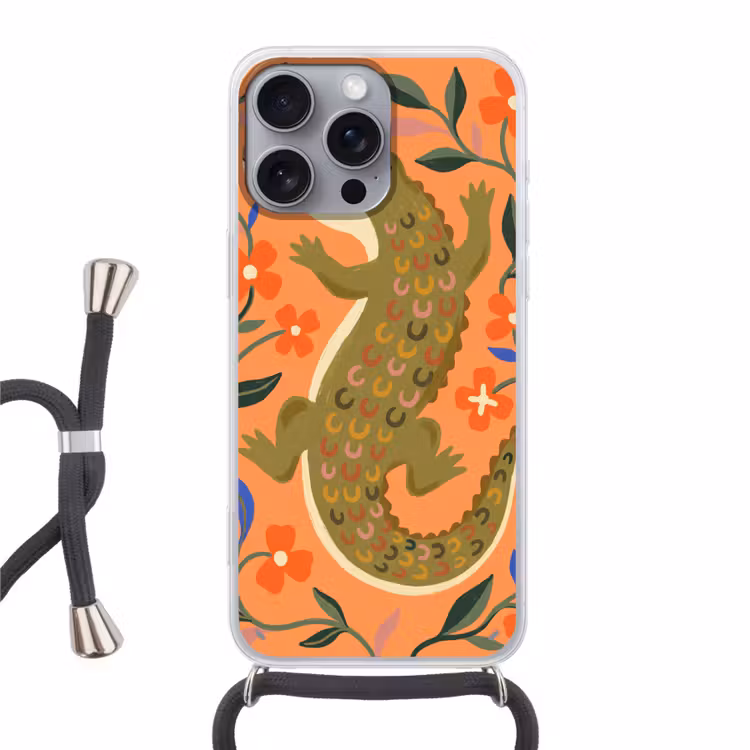 Handyhülle mit Band - Tiere – Blumen – Orange – Illustration – Natur — 1