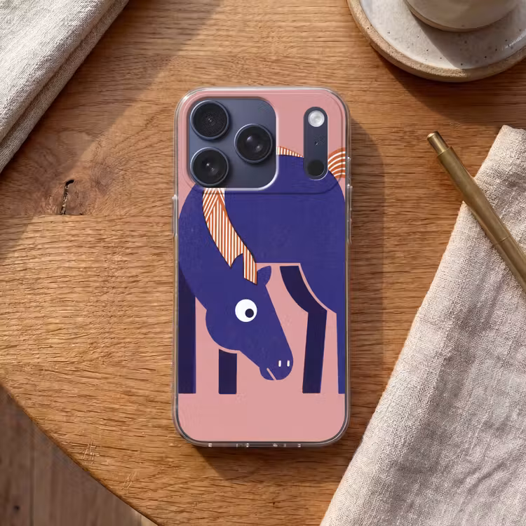 Handyhülle - Pferd – Abstrakt – Tiere – Modern – Blau — 2