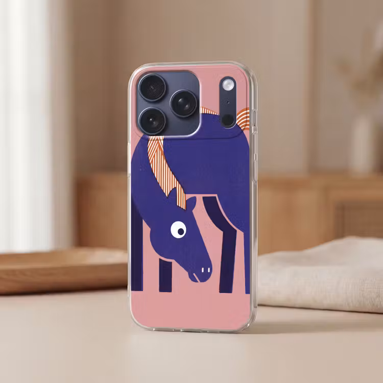 Handyhülle - Pferd – Abstrakt – Tiere – Modern – Blau — 3