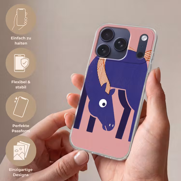 Handyhülle - Pferd – Abstrakt – Tiere – Modern – Blau — 4