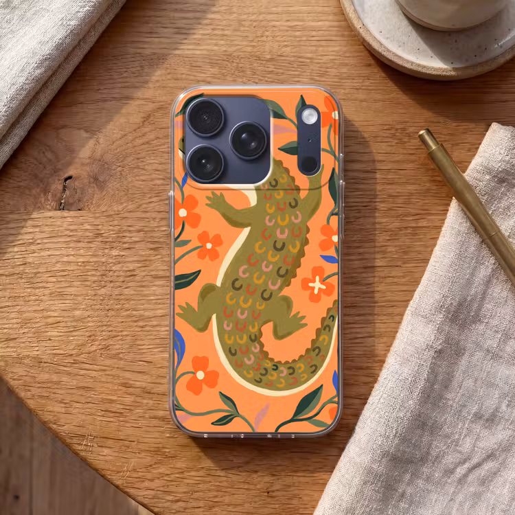 Handyhülle - Tiere – Blumen – Orange – Illustration – Natur — 2