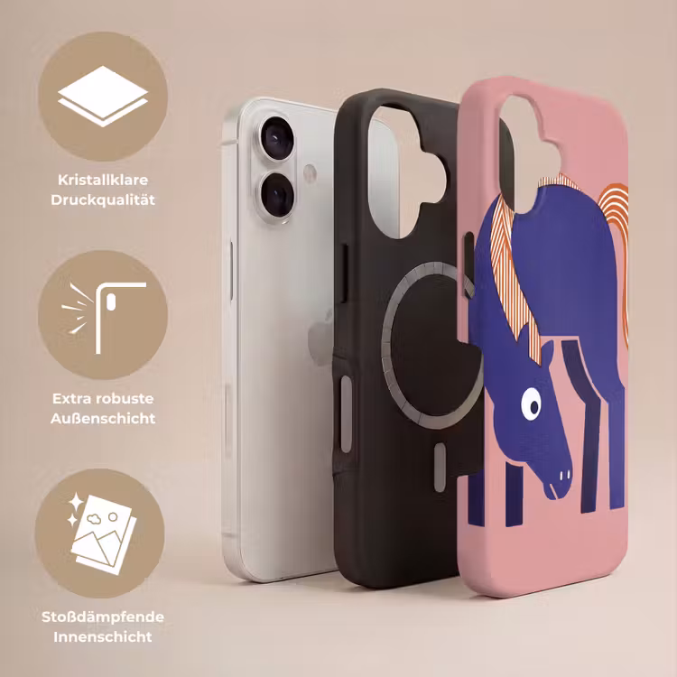 Handyhülle Toughcase - Pferd – Abstrakt – Tiere – Modern – Blau — 3