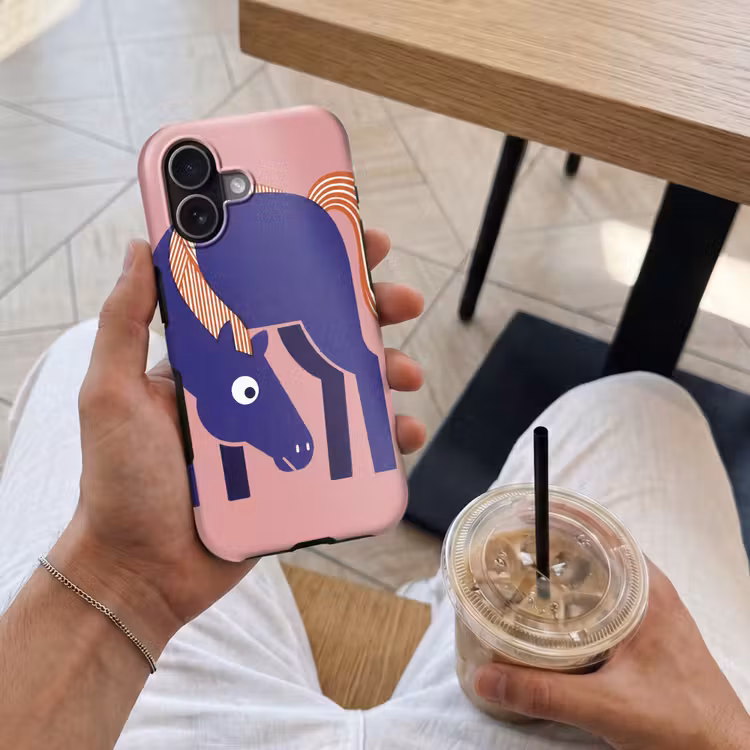 Handyhülle Toughcase - Pferd – Abstrakt – Tiere – Modern – Blau — 4