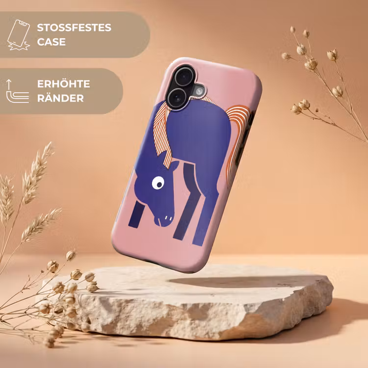 Handyhülle Toughcase - Pferd – Abstrakt – Tiere – Modern – Blau — 5