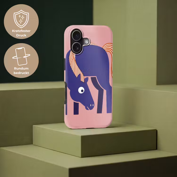 Handyhülle Toughcase - Pferd – Abstrakt – Tiere – Modern – Blau — 7