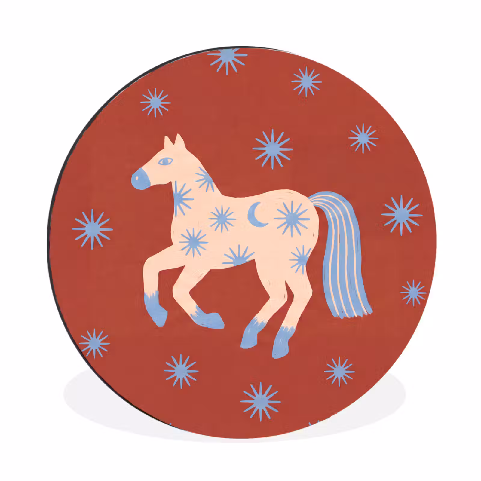 Alu-Dibond-Bild Rund - Tiere – Sterne – Mond – Abstrakt – Rot — 1