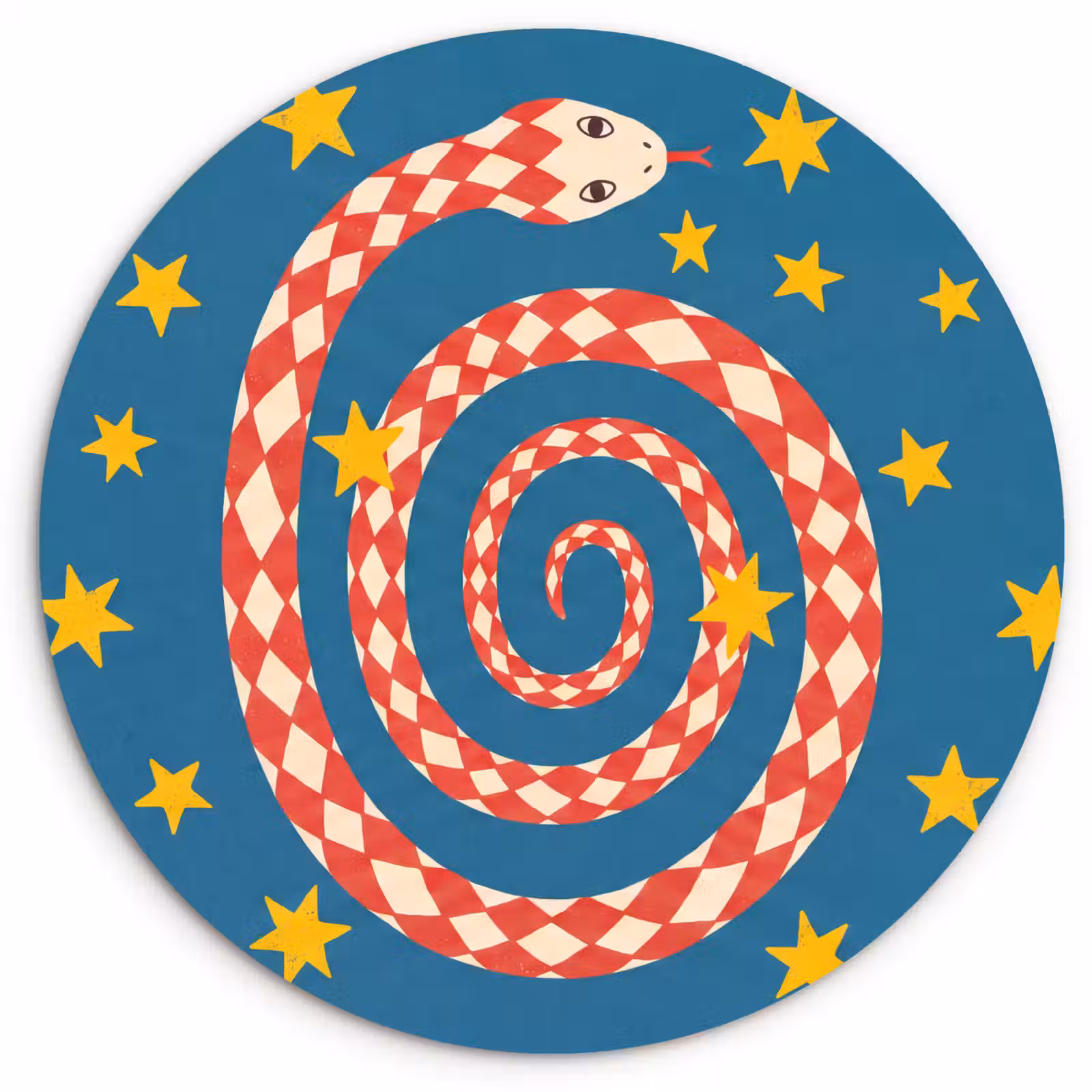 Glasbild Rund - Schlange – Spirale – Tiere – Illustration – Rot — 1