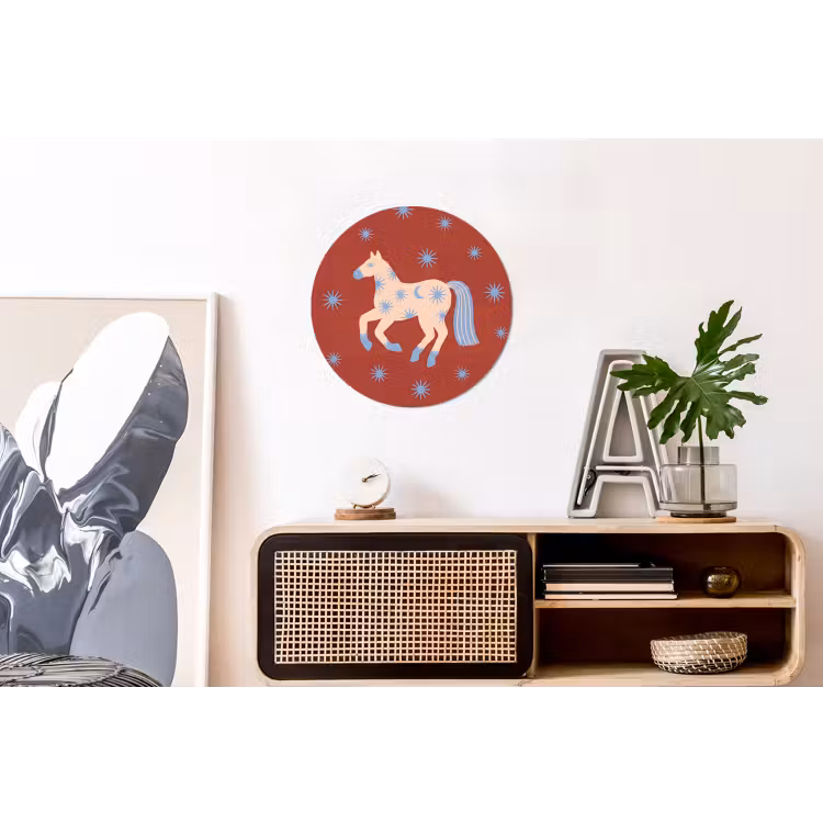 Alu-Dibond-Bild Rund - Tiere – Sterne – Mond – Abstrakt – Rot — 3