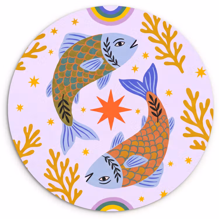 Glasbild Rund - Fisch – Unterwasser – Tiere – Abstrakt – Farbenfroh — 1