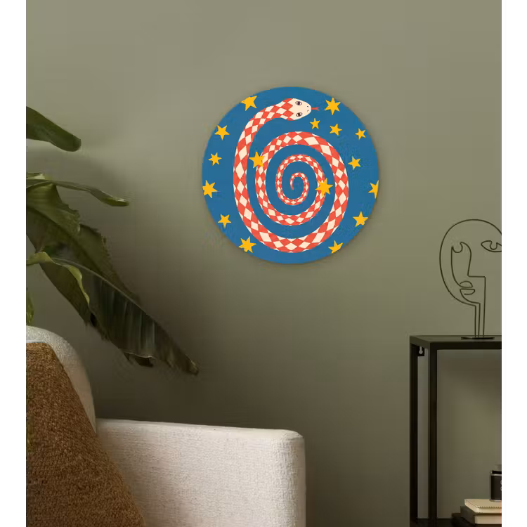 Glasbild Rund - Schlange – Spirale – Tiere – Illustration – Rot — 3