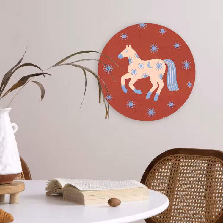 Glasbild Rund - Tiere – Sterne – Mond – Abstrakt – Rot — 4