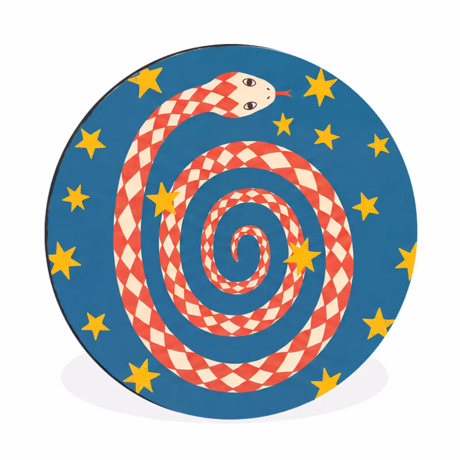 Alu-Dibond-Bild Rund - Schlange – Spirale – Tiere – Illustration – Rot — 1