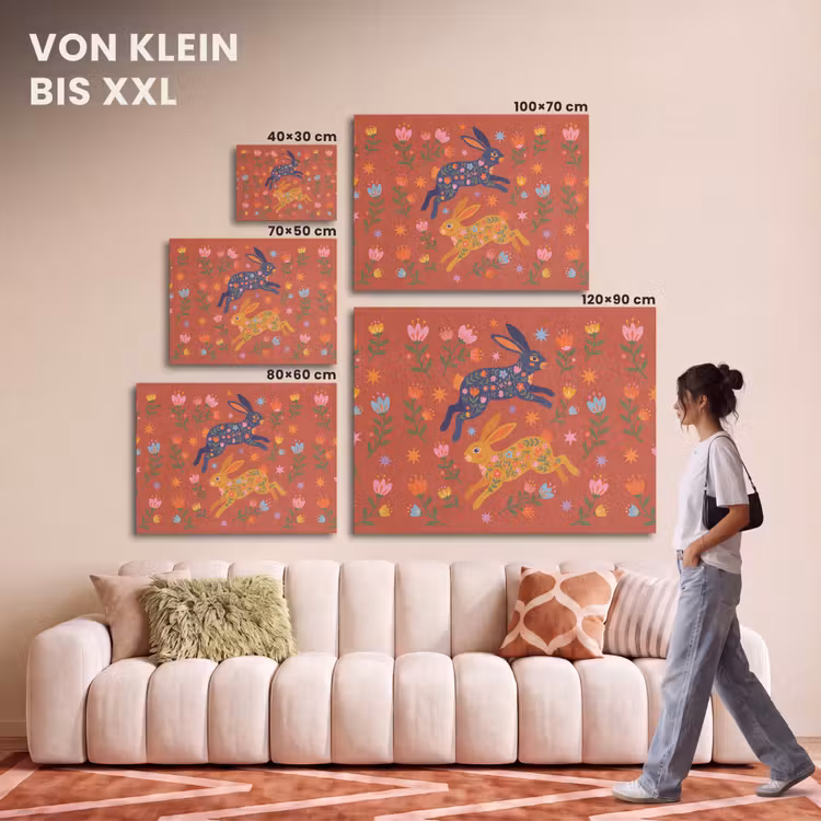 Akustikbild - Kaninchen – Blumen – Volkskunst – Farbenfroh – Tiere — 7