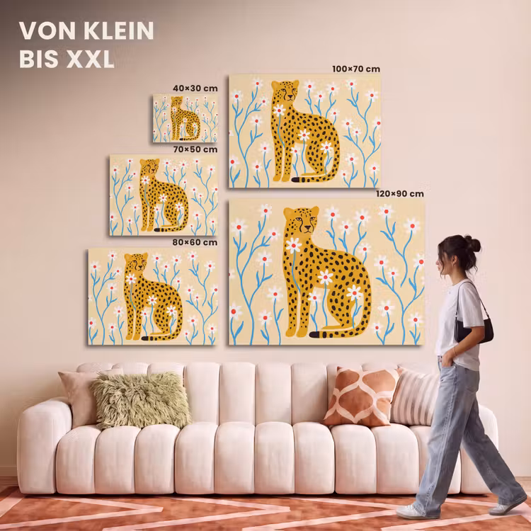 Akustikbild - Tiere – Gepard – Blumen – Modern – Gelb — 7