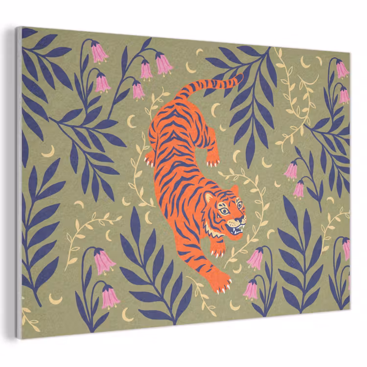 Akustikbild - Tiger – Blätter – Tiere – Illustration – Orange — 1