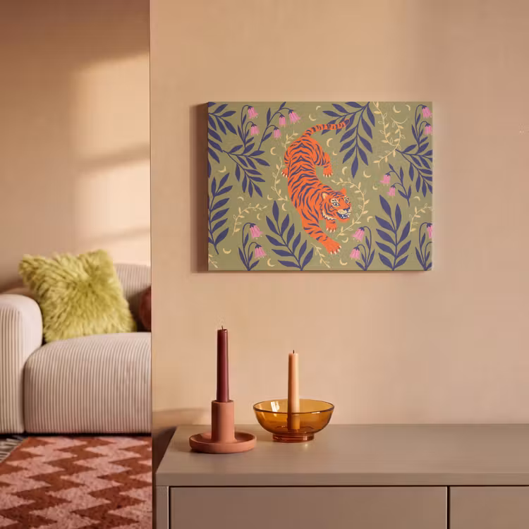 Akustikbild - Tiger – Blätter – Tiere – Illustration – Orange — 2
