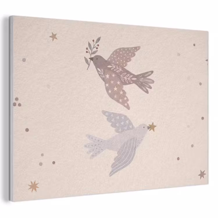Akustikbild - Vogel – Beeren – Natur – Modern – Beige — 1