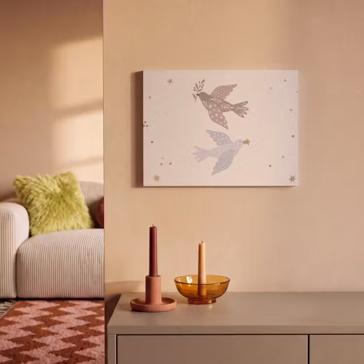 Akustikbild - Vogel – Beeren – Natur – Modern – Beige — 2